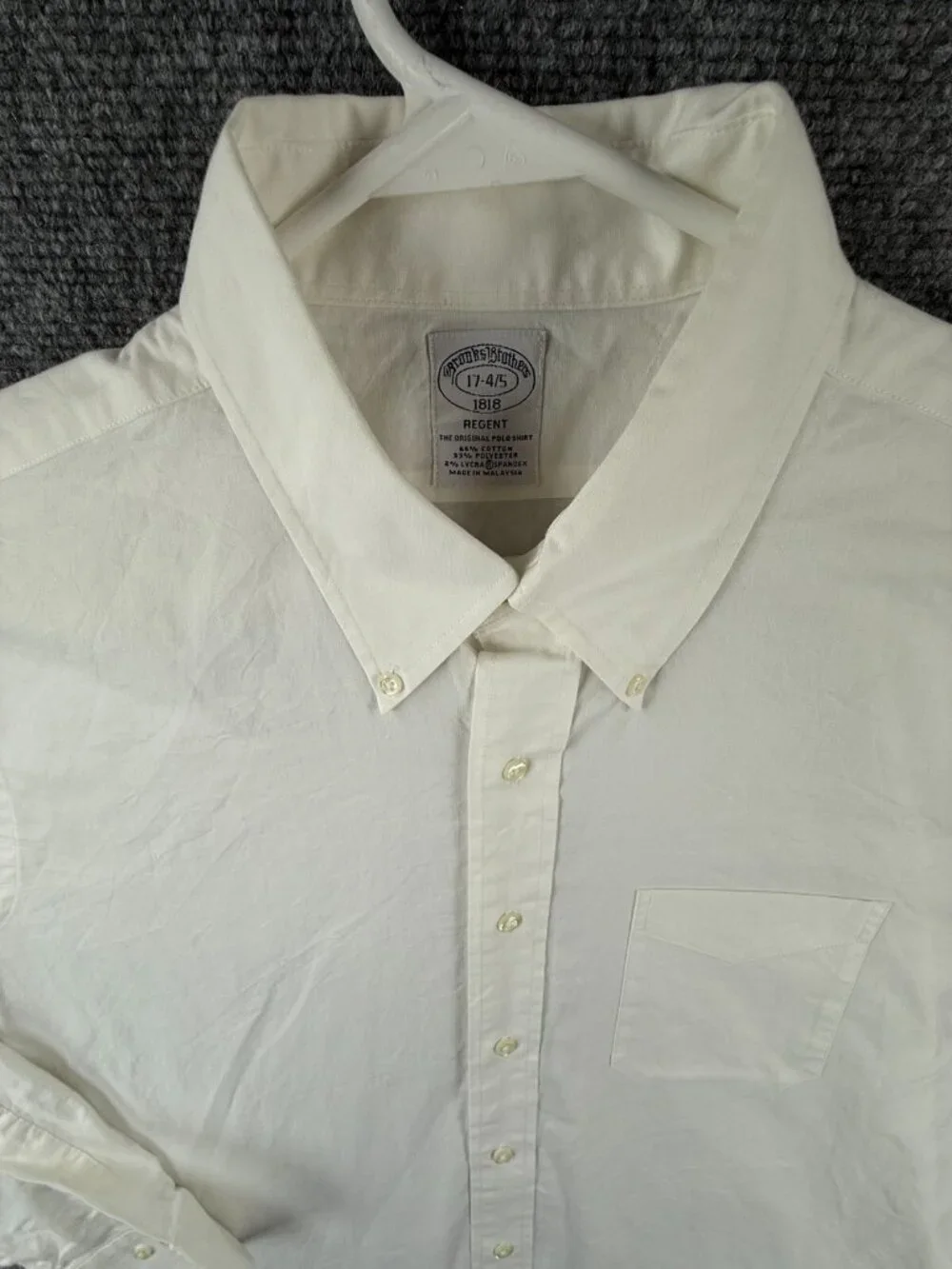 Brooks Brothers Stretch Performance 17 34/35 Regent White Long Sleeve Button Up